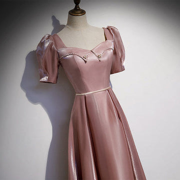 A line Pink Long Prom Dresses HZ1023